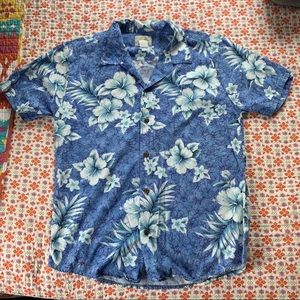 Blue and white Hawaiian shirt